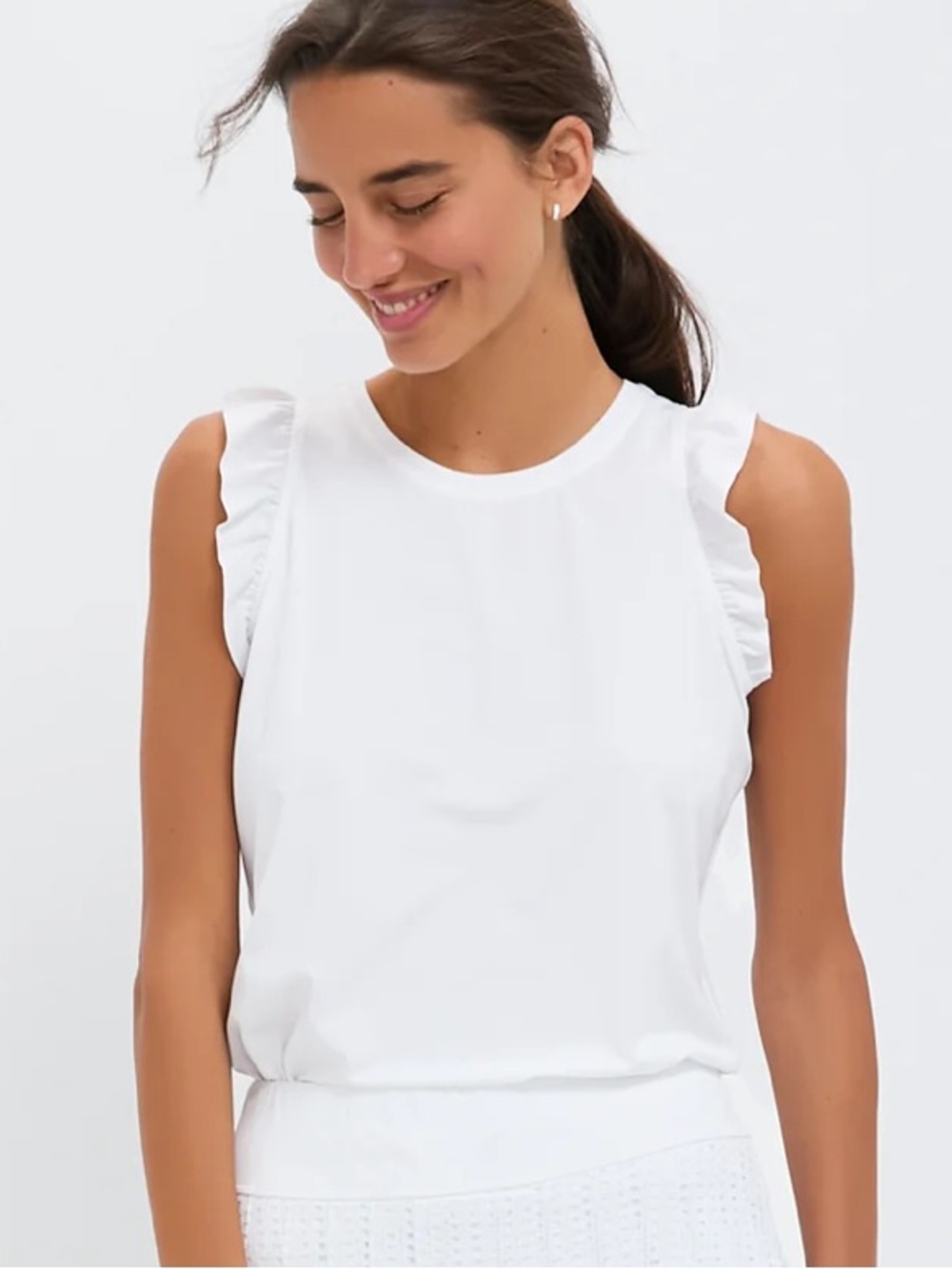 TUCKERNUCK Sport White Ruffle Performance Tank Top Tennis Golf NWT Small - Picture 5 of 17